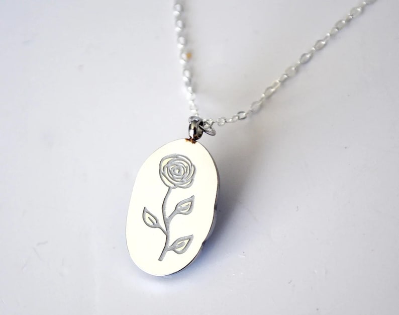 June Birth Flower Necklace Rose Birth Flower Necklace Etsy
