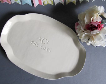 Wedding Gift, Engagement Gift or Signature Guestbook Platter - Personalized with Monogram and Name