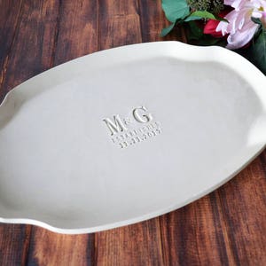 Wedding Gift, Engagement Gift, Anniversary Gift or Signature Guestbook Platter Personalized with Initials and Date image 2