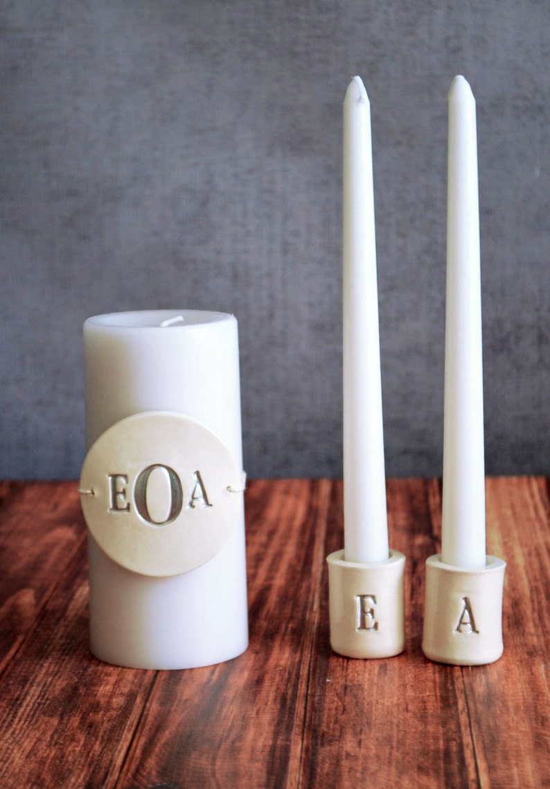 Unity Candle Ceremony Set with Ceramic Candle Holders Unity Etsy