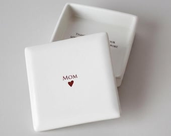 Caja de recuerdos personalizada para mamá – Cerámica blanca - Regalo para la madre de la novia o del novio
