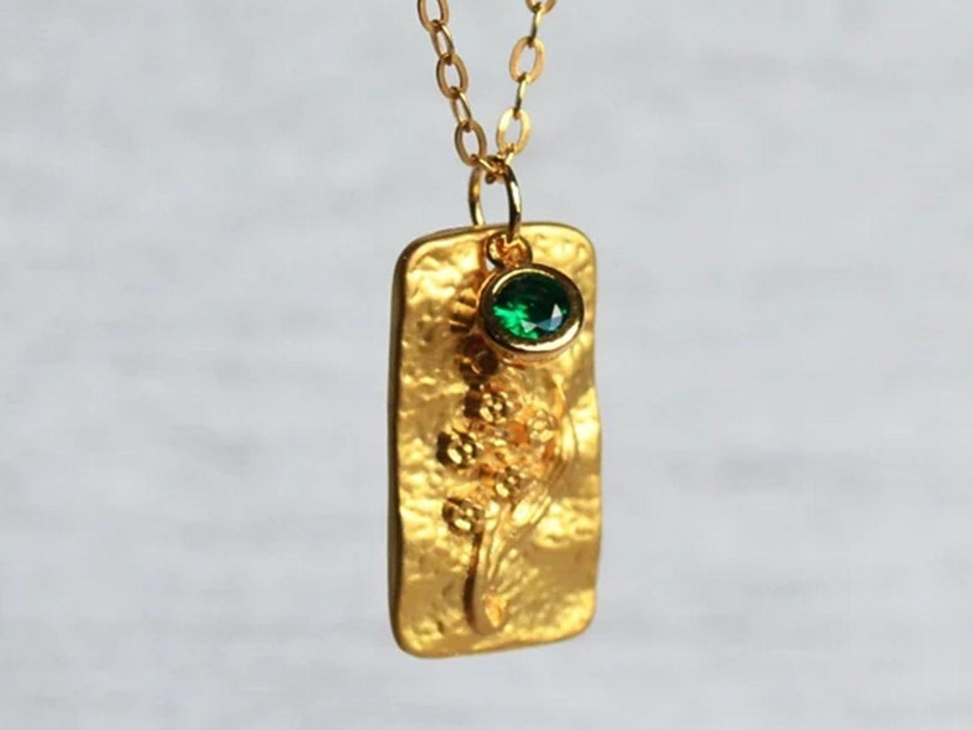 May Birth Month Flower Necklace Birthstone Stone Necklace Etsy