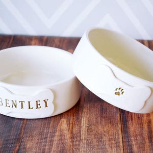 Personalized Cat Bowl, Custom Cat Dish, Cat Gift Small/Medium Size With Name and Paw Print Ceramic image 6