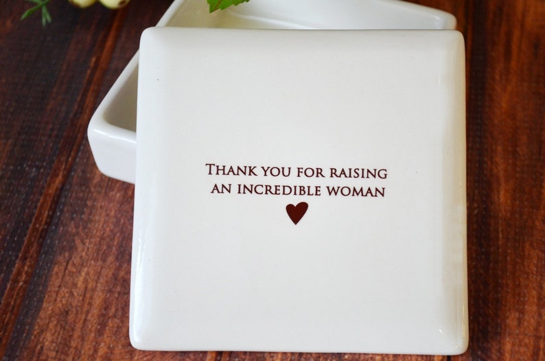 Unique Mother of the Bride Gift From Groom Square Keepsake Box Thank You for Raising an Incredible Woman Mother-in-Law Wedding Gift image 2