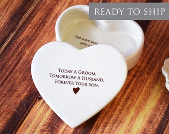 Mother of the Groom Gift, Gift From Groom to Mom - READY TO SHIP - Heart Keepsake Box - Today a Groom, Tomorrow a Husband, Forever Your Son