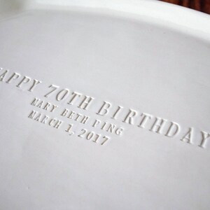 Personalized Birthday Ceramic Platter, Handmade Milestone Gift, Custom Name Date (~16x11") image 3