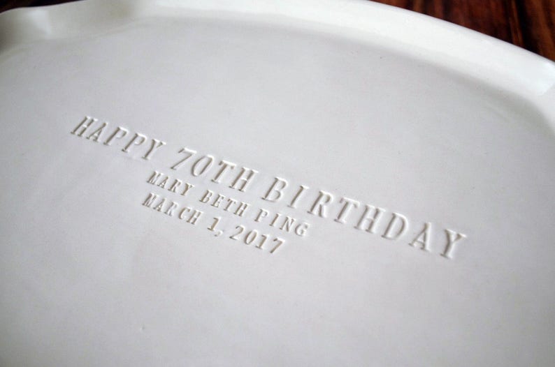 Personalized Birthday Ceramic Platter, Handmade Milestone Gift, Custom Name Date (~16x11") image 3