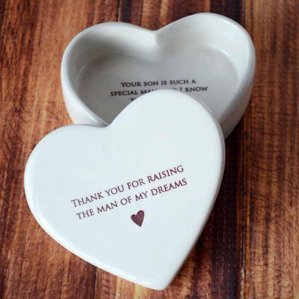 Mother-in-law Christmas Gift, Mother in Law Gift - READY TO SHIP - Heart Box - Thank You for Raising the Man of My Dreams - Keepsake Box