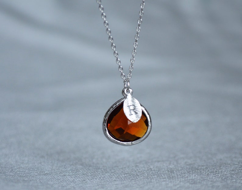 Personalized Topaz Necklace November Birthstone Necklace image 4