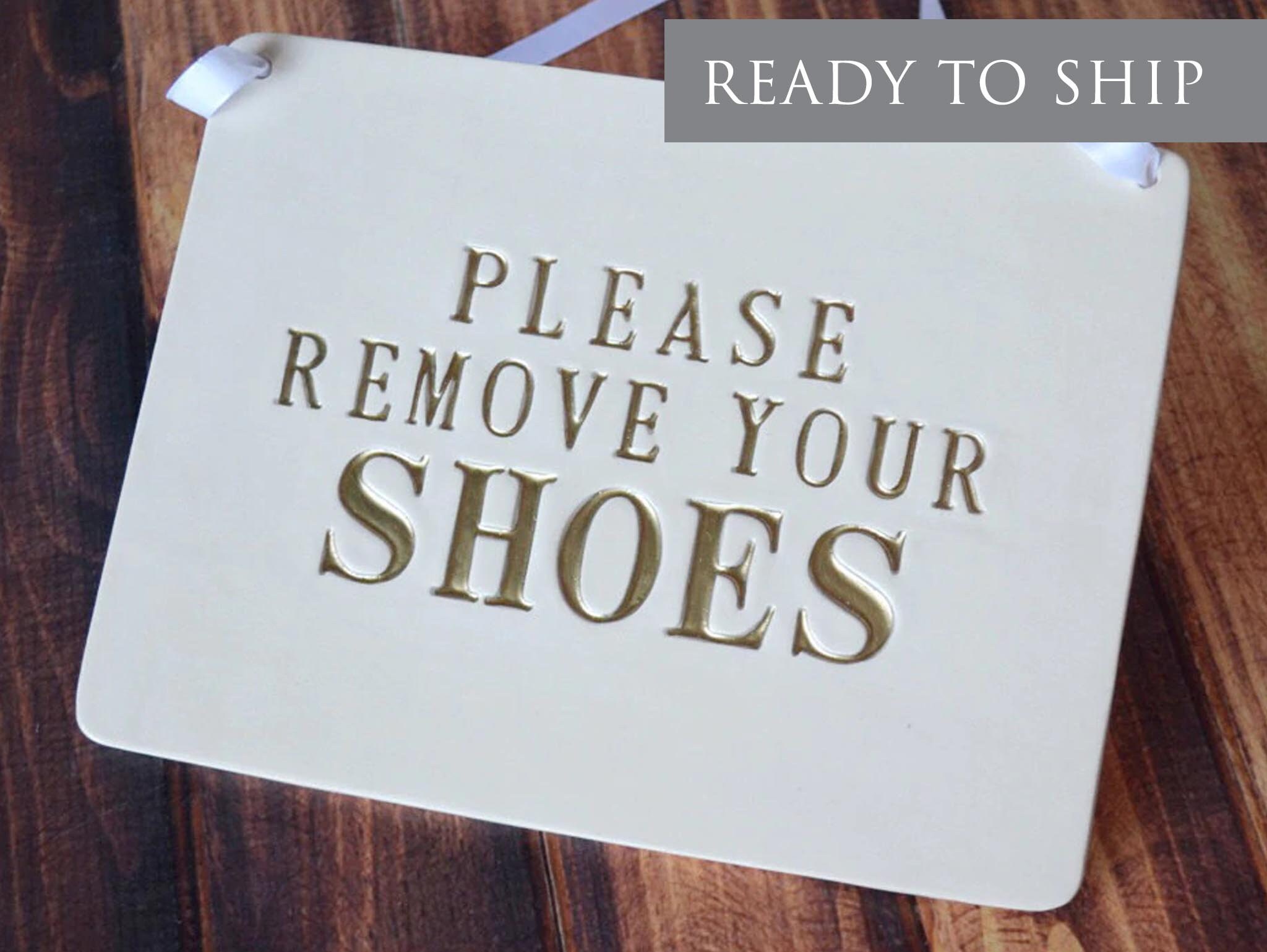 S'il Vous Plaît Enlever Votre Panneau de Chaussures, Pas Signe en Céramique Fait à La Main, Disponib