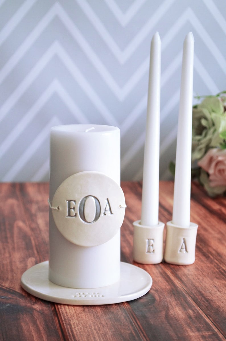 PERSONALIZED Unity Candle Ceremony Set With Ceramic Candle Etsy