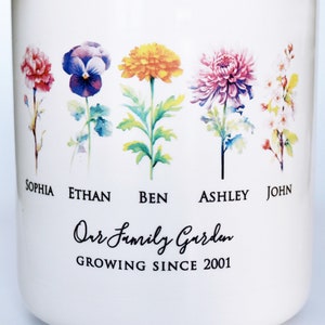 Mother's Day Gift, Birth Month Flower Personalized Outdoor Flower Pot or Vase, Personalized Gift for Her, Grandma or Mom Gift, LARGE Size image 4