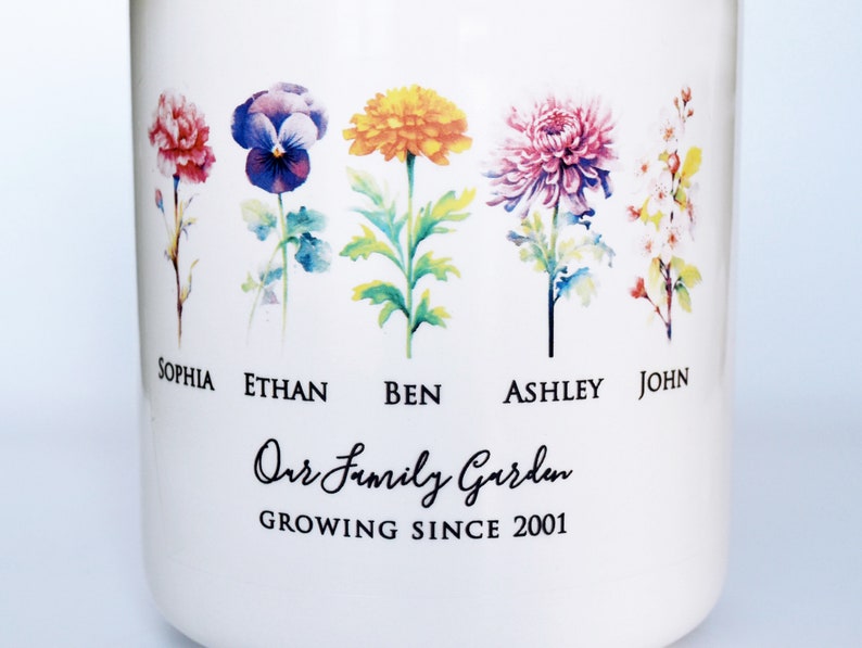 Mother's Day Gift, Birth Month Flower Personalized Outdoor Flower Pot or Vase, Personalized Gift for Her, Grandma or Mom Gift, LARGE Size image 4