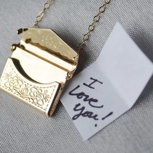 Envelope Locket Necklace, Letter Locket, Gift for Her, Gift for Mom, Mom Necklace, Gold Locket