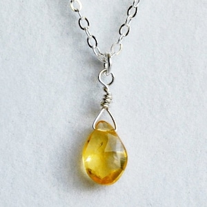 Dainty Genuine Citrine Necklace, November Birthstone Necklace, Semi Precious Citrine, November Birthday Gift, Gift for Her, Bridesmaid Gift