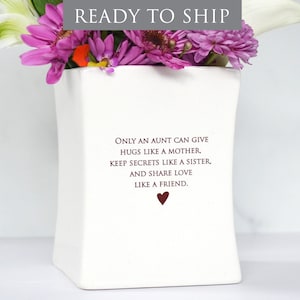 Presente exclusivo para tia, presente para tia, presente de aniversário para tia ou presente de casamento para tia, - PRONTO PARA ENVIO - Vaso quadrado