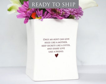 Unique Aunt Gift, Gift for Aunt, Aunt Birthday Gift or Aunt Wedding Gift,  - READY TO SHIP - Square Vase