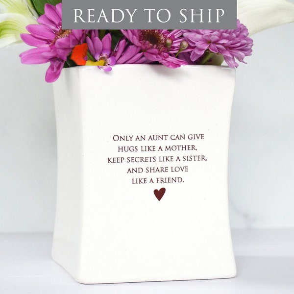 Unique Aunt Gift, Gift for Aunt, Aunt Birthday Gift or Aunt Wedding Gift,  - READY TO SHIP - Square Vase