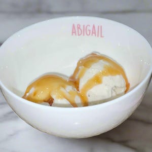 Eisschale - Keramik | Personalisiert | Benutzerdefinierten Text hinzufügen | Kindergeschenk | Geburtstag | Feier | Kegelsymbol Innen | Weiß