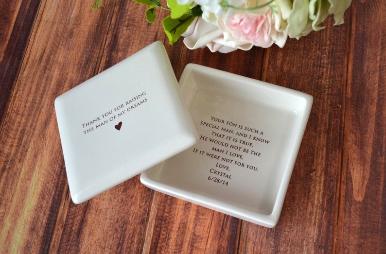 Unique Mother of the Groom Gift - Thank You For Raising the Man of My Dreams - Personalized Square Keepsake Box 