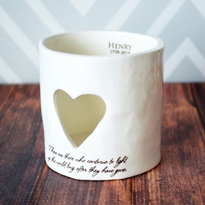 Sympathy Gift, Sympathy Heart Candle, Sympathy Votive Personalized w/ Name & Date There are those who continue to light up the world ... image 8