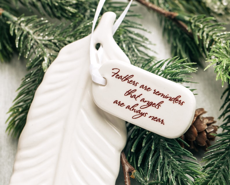 Sympathy Ornament, Feather Sympathy Gift, Sympathy Feather Ornament READY TO SHIP Feathers Are Reminders That Angels Are Always Near image 8