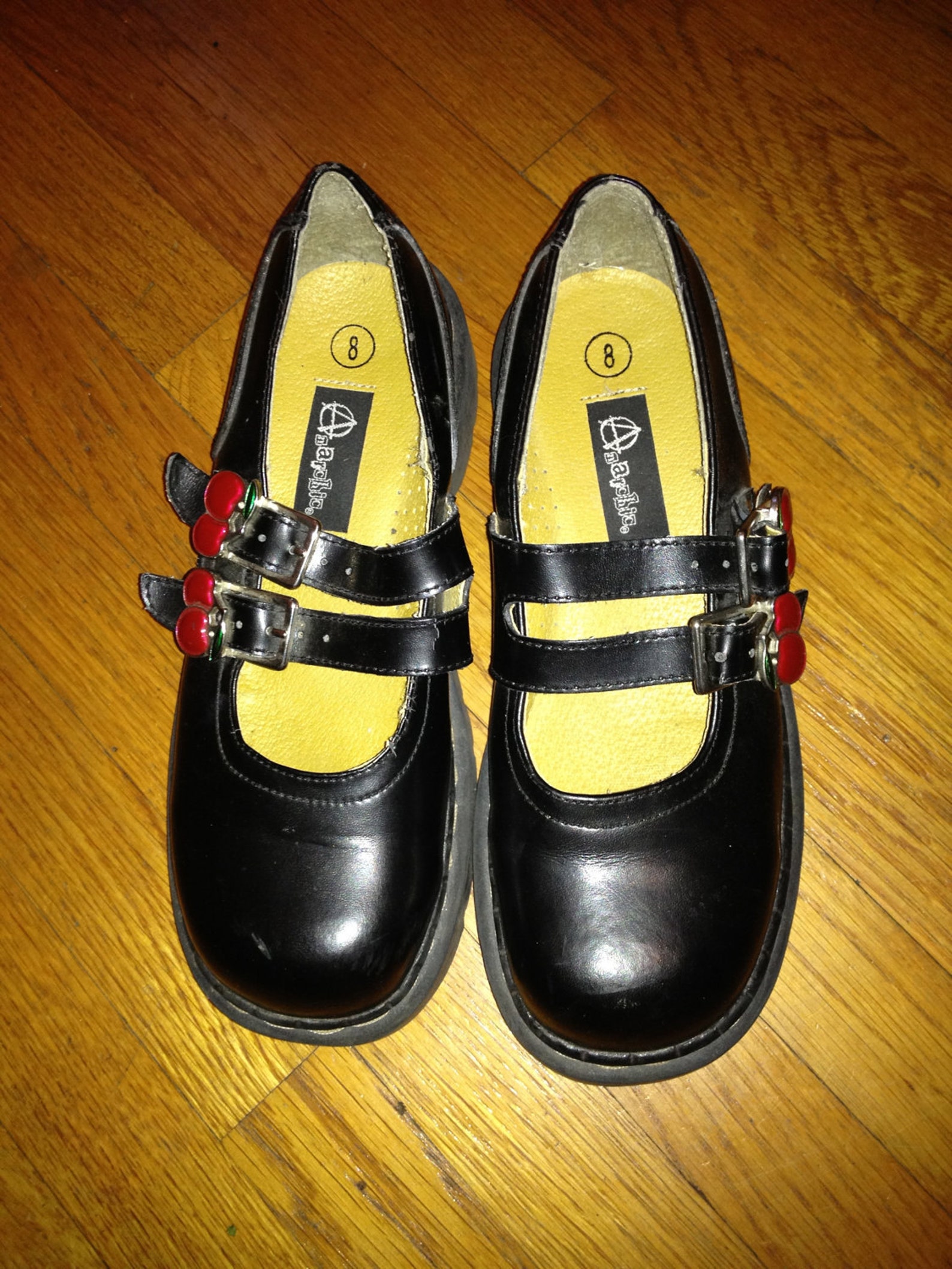 Vintage 90s Doc Martens style mary jane shoes with cherry Etsy