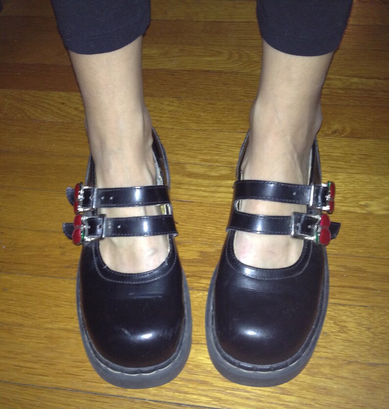 Vintage 90s Doc Martens style mary jane shoes with cherry Etsy