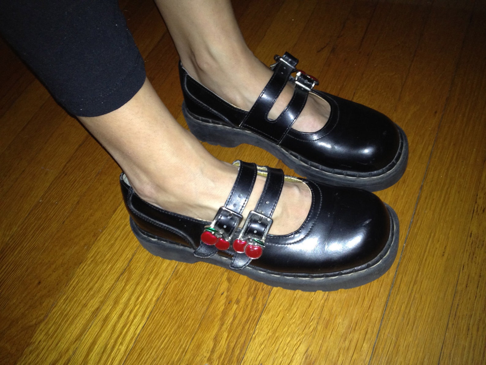 Vintage 90s Doc Martens style mary jane shoes with cherry Etsy