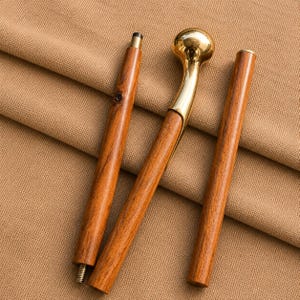 Victorian Brass Knob Walking Cane, Handmade Wooden Walking Stick, Gentleman Cane, Antique Style Gift for Him, Detachable Cane