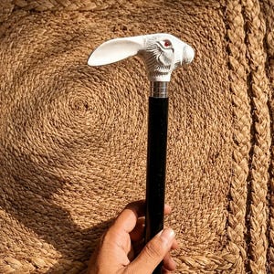Bastone da passeggio con testa di coniglio bianco, in legno fatto a mano, stile vittoriano, antico, di design, smontabile, ideale per i viaggi, regalo di lusso per lui.