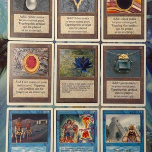 MTG Power 9 Unlimited set - Black Lotus, Mox Pearl, Mox Sapphire, Mox Emerald, Mox Jet, Mox Ruby, Ancestral Recall, Time Walk, Timetwister