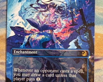 Rhystic Study (Anime Borderless) Proxy - Wilds of Eldraine: Enchanting Tales Enchantment MTG Magic the Gathering