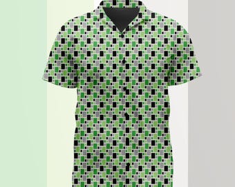 Camisa informal de botones con estampado de la bandera del orgullo arromántico estilo Mid-Modern Tile