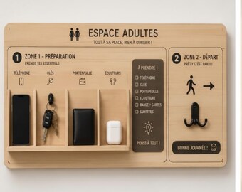 Zengo — Designer Wooden Wall Organizer | Entryway Organizer | Phone, Keys, Wallet | Several models available