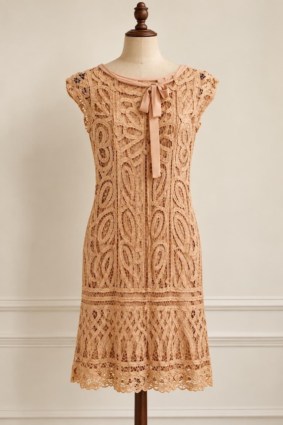 Vintage Dress M – Art Deco Gatsby Dress – Drop Waist Evening Dress