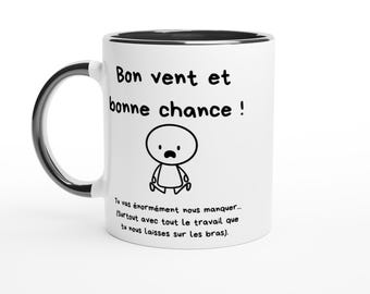 Grappige afscheidsmok – Frans citaat – "Bon vent et bonne chance" – cadeau voor vertrek
