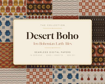 Diseños de azulejos Boho Earth – 10 azulejos de terracota sin costuras (descarga digital)