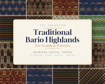 Traditionella Bario Highlands-mönster – 10 sömlösa Kelabit Borneo-pärlplattor (digital nedladdning)