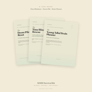 ADHD Survival Kit Printable | Time Blindness + Doom Pile + Brain Planner Bundle | 3-in-1 PDF System | Instant Download