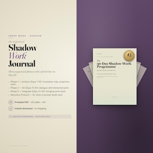 Shadow Work Journal 30 Day Printable PDF | Jungian Prompts Workbook