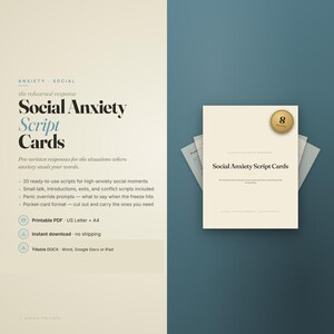 Social Anxiety Script Cards | Conversation Prompts Printable + Fillable PDF | Pocket Cards