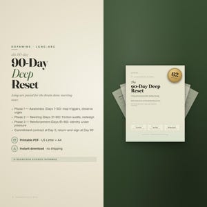 90 Day Reset Workbook Printable PDF | Discipline Rebuild Planner
