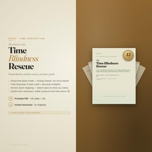 ADHD Time Blindness Workbook Printable PDF | Always Late Planner