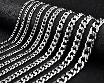Stainless steel curb chain 3–11 mm silver | Necklace for women & men | Ideal for pendants