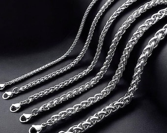 Edelstahl Zopfkette 2–7 mm Silber | Halskette für Damen & Herren | Ideal für Anhänger