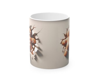 Cracked Wall Spider Design Mug | 3D Illusion Coffee Cup