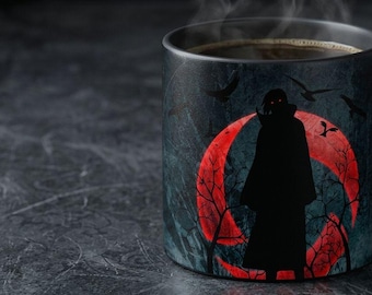 Red Feather Illustration Mug | Dark Grunge Background