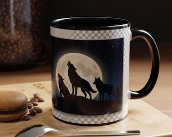Howl at the Moon Wolves Mug | Accent Coffee Mug 11oz or 15oz