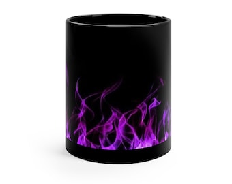 Purple Flame Design Mug | Black Coffee Mug